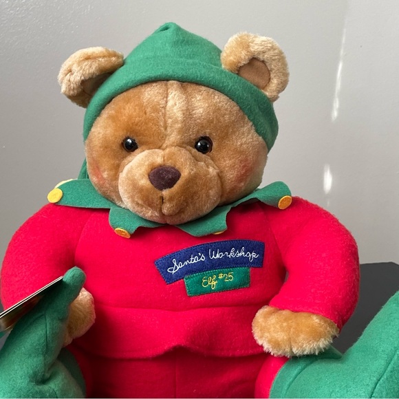 VINTAGE Hallmark Christmas CHRIS THE ELF TEDDY BEAR 12" Plush Stuffed Animal - Picture 15 of 16